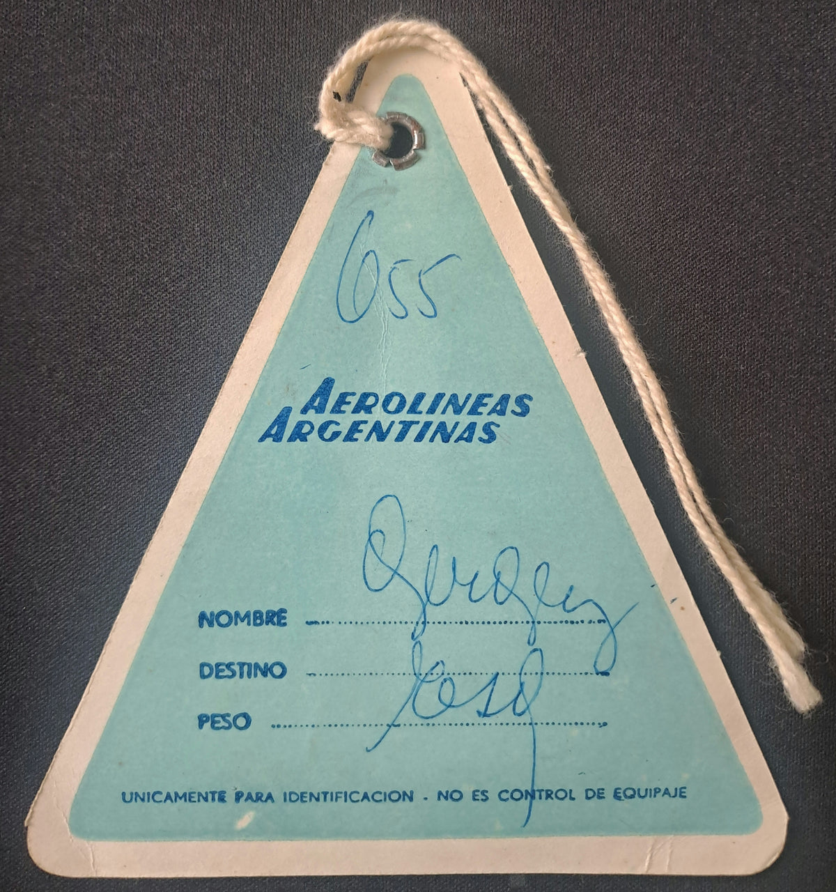 Aerolíneas Argentinas Luggage Tag – 1950's