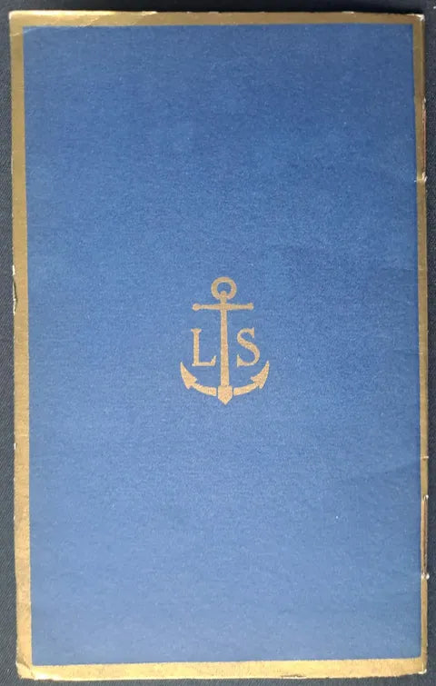 Original blue brochure back cover with gold LS anchor emblem