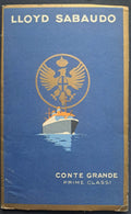 Original blue-and-gold Lloyd Sabaudo Conte Grande first-class brochure cover