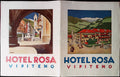 Hotel Rosa Vipiteno brochure covers with O. Haller town and Alpine hotel illustrations