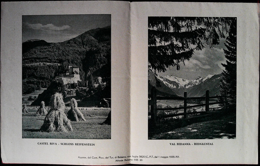 Hotel Rosa brochure with Schloss Reifenstein and Ridnauntal views and Athesia Bolzano imprint