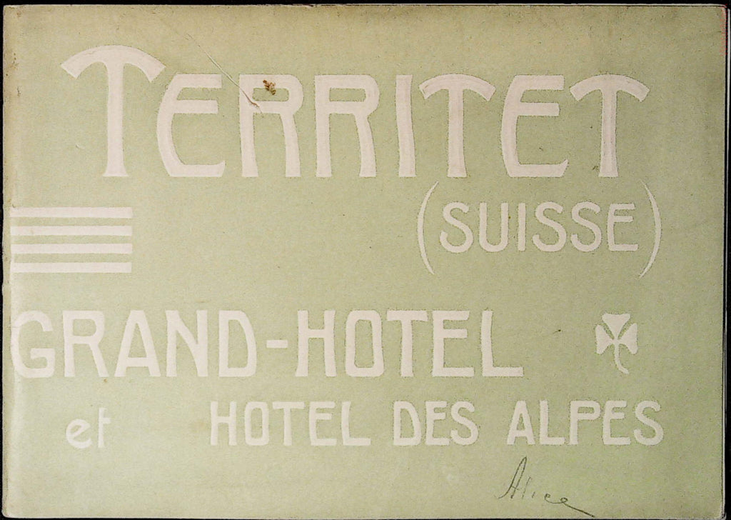 Pale green Territet Grand-Hotel et Hôtel des Alpes album cover with cream lettering