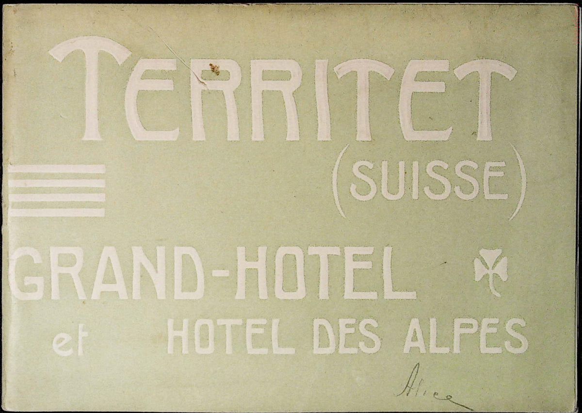 Pale green Territet Grand-Hotel et Hôtel des Alpes album cover with cream lettering