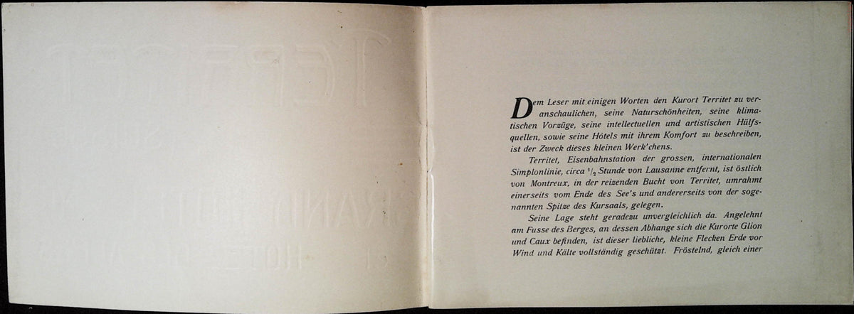 Opening German descriptive text in the Territet hotel album