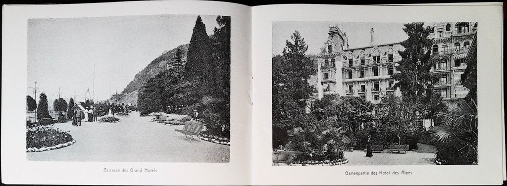 Grand Hotel terrace and Hôtel des Alpes garden photographs