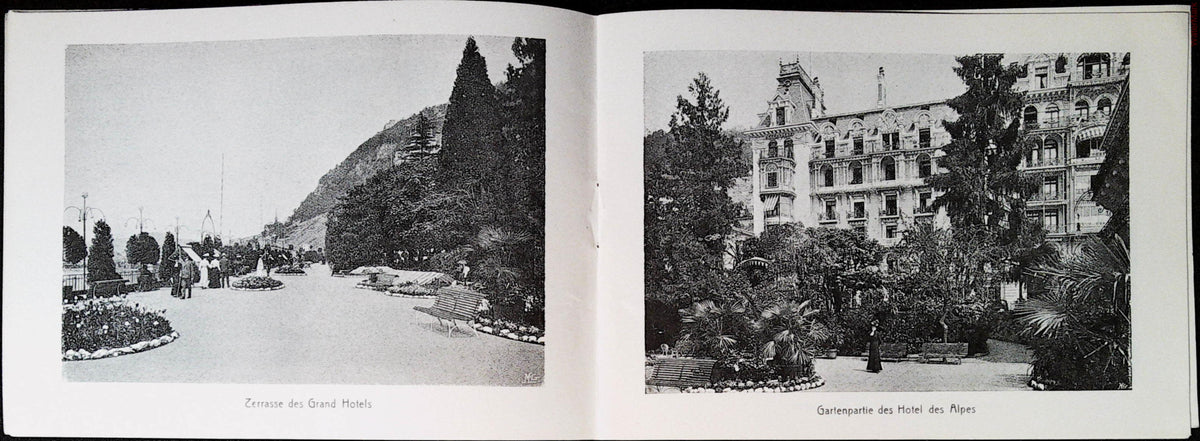 Grand Hotel terrace and Hôtel des Alpes garden photographs