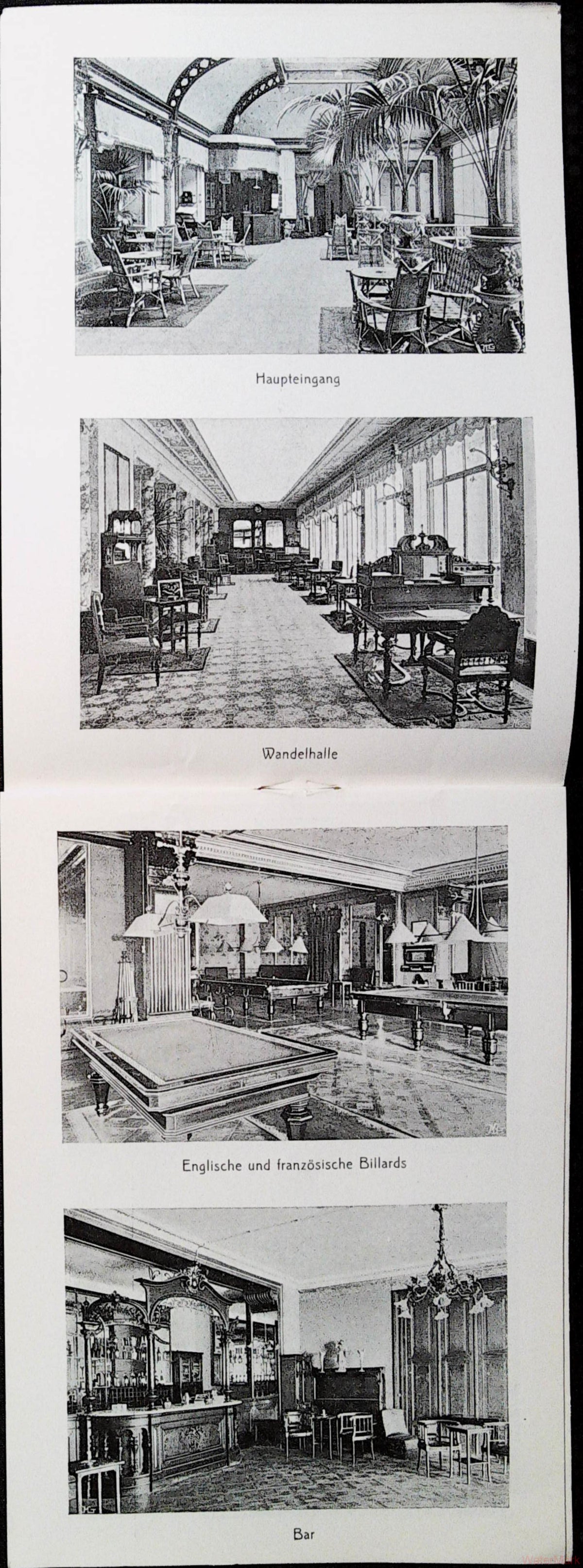 Territet hotel entrance, promenade hall, billiard room and bar
