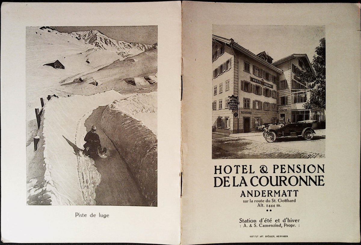 Hotel and Pension de la Couronne Andermatt cover and snowy toboggan run