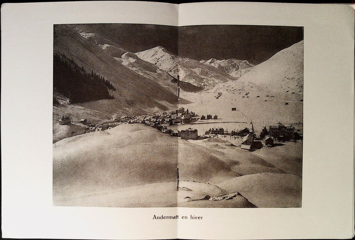 Andermatt village, Reuss waterfall and Hotel de la Couronne restaurant