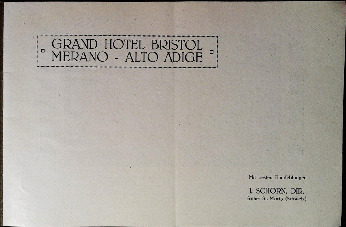 Grand Hotel Bristol Merano title page naming director I. Schorn