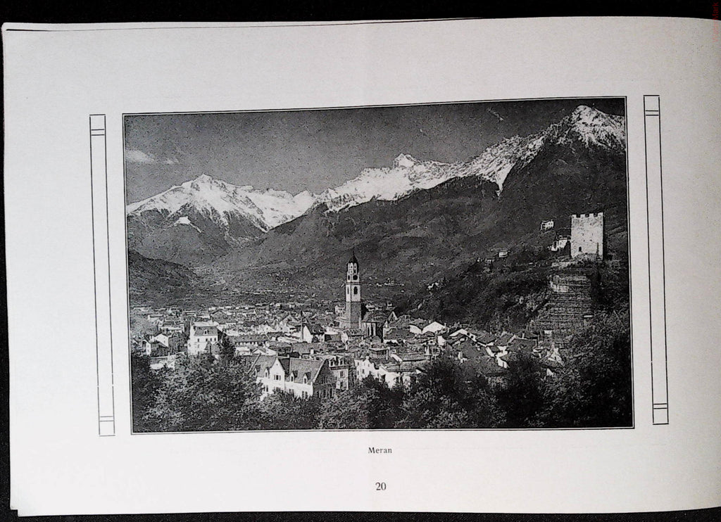 Meran panorama with mountains and tower