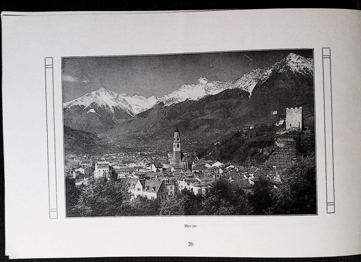 Meran panorama with mountains and tower