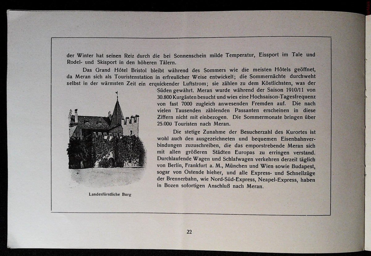 German tourism text referencing the 1910/11 season